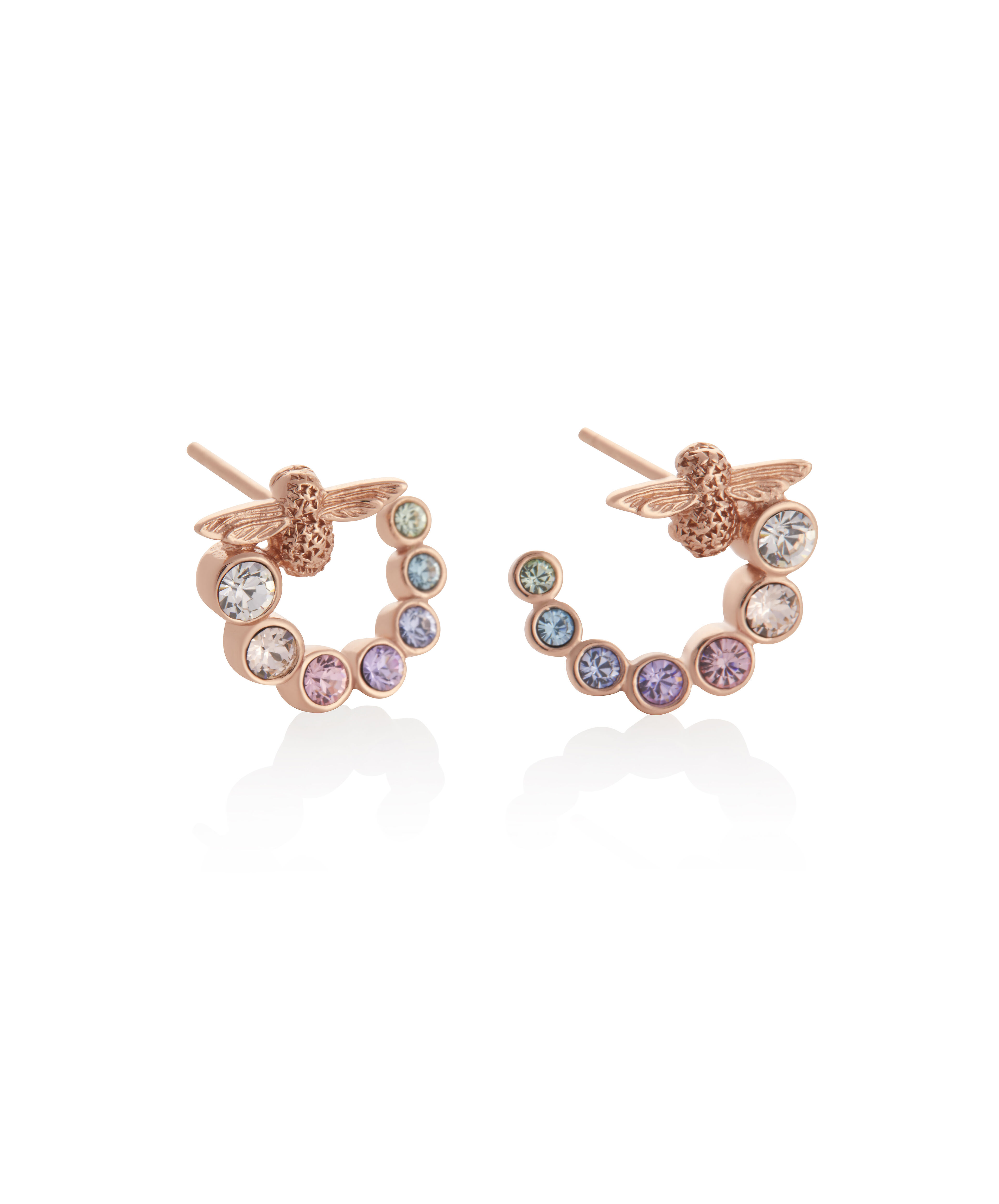 Olivia Burton Movado Company Store Rainbow Bee Swirl Hoop Earrings Rose Gold