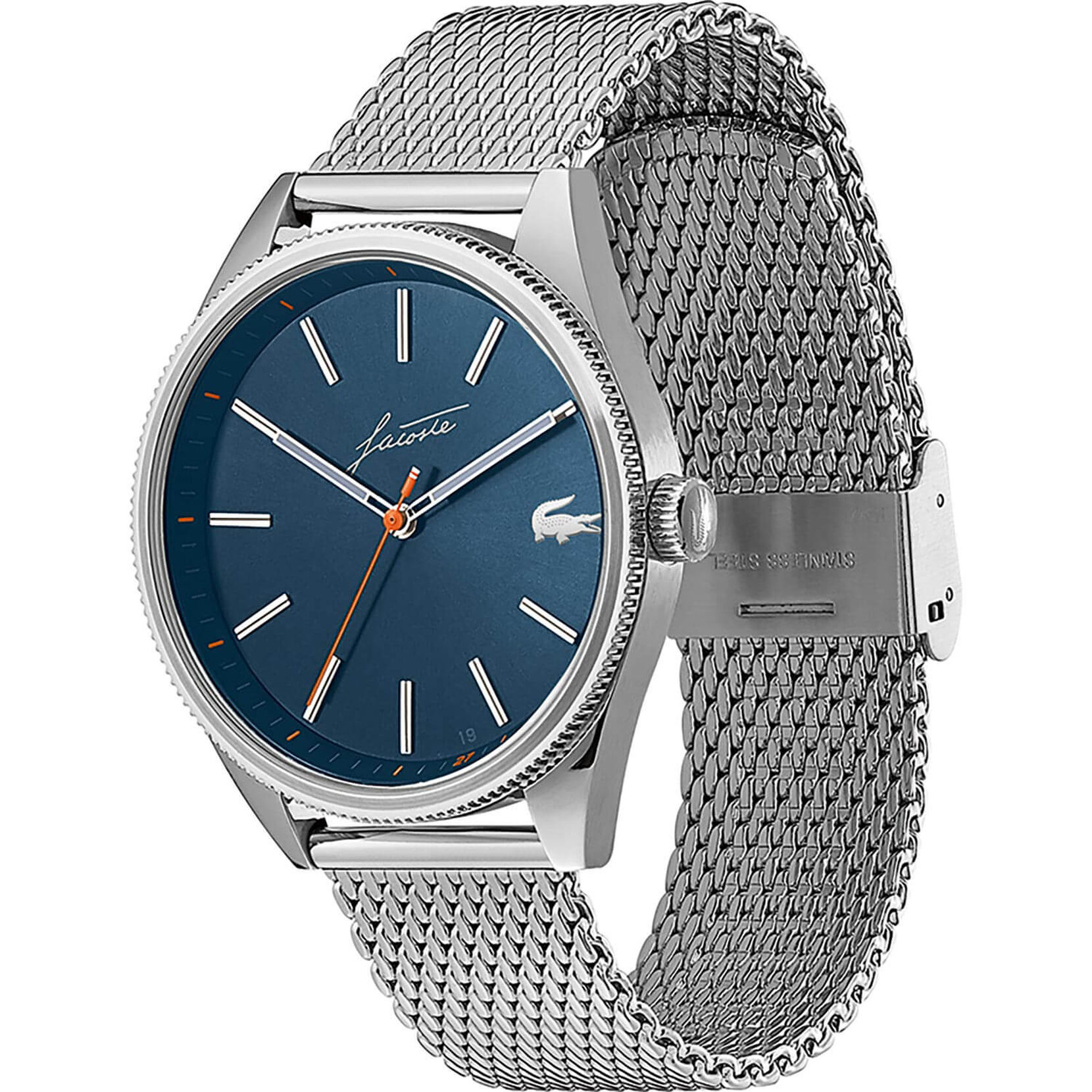 Lacoste | Movado Company Store|Men\'s Lacoste Heritage stainless steel mesh  watch with blue