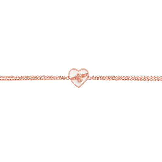 Olivia Burton Love Bug Chain Bracelet White & Rose Gold
