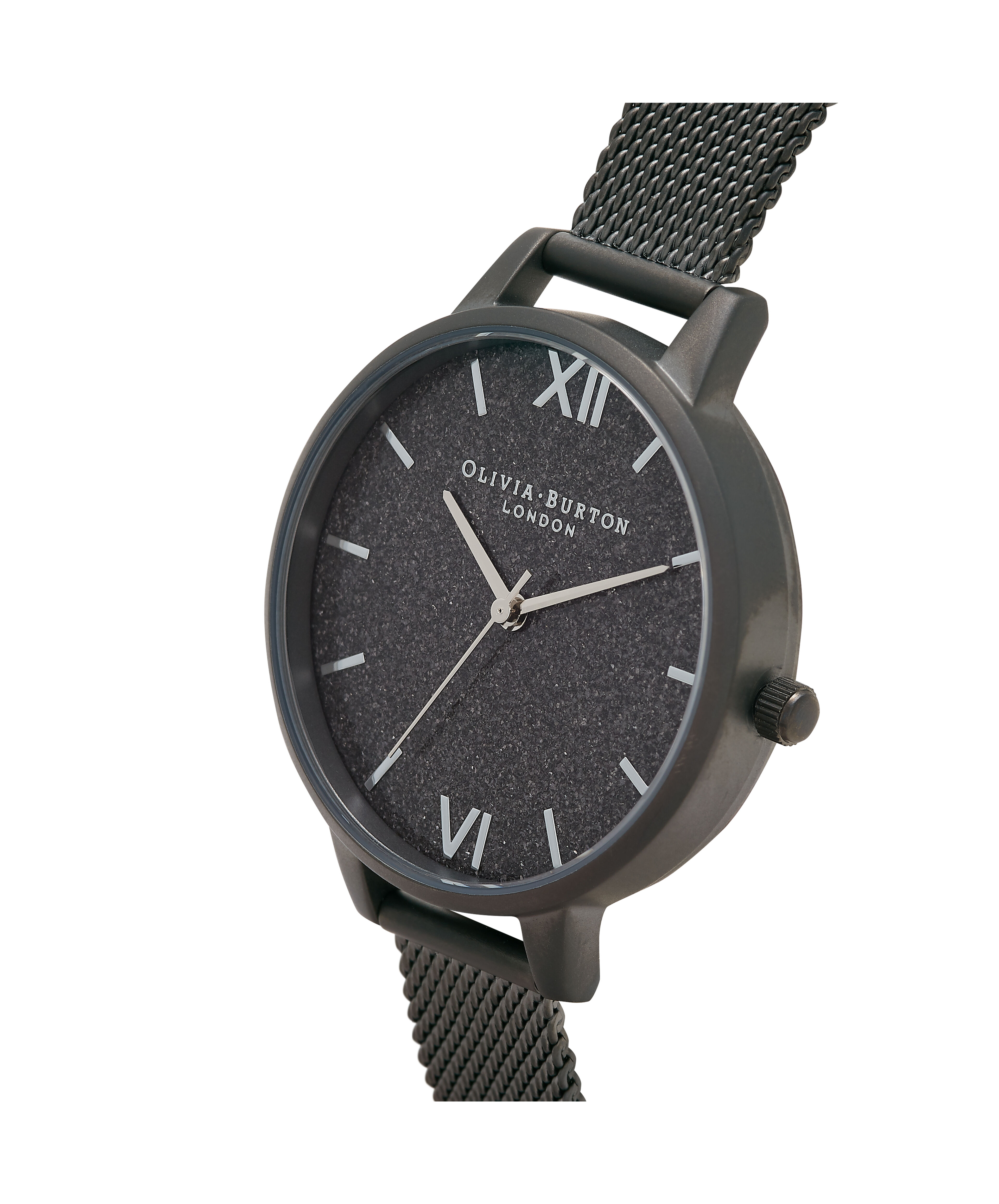 Glitter Dial 34mm Gunmetal Mesh Watch Olivia Burton London