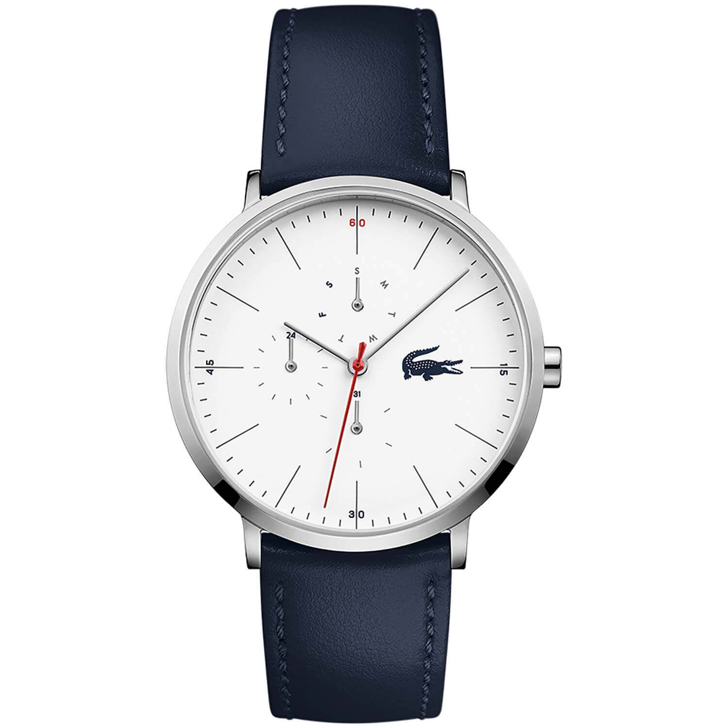 Lacoste Movado Company Store Men s Lacoste Moon Ultra Slim 40mm blue leather strap watch with white dial