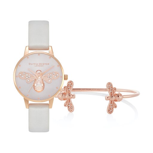 Sparkle Bee Women's Watch & Bracelet Gift Set, 30mm