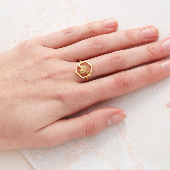 Olivia Burton Honeycomb Bee Women's Ring