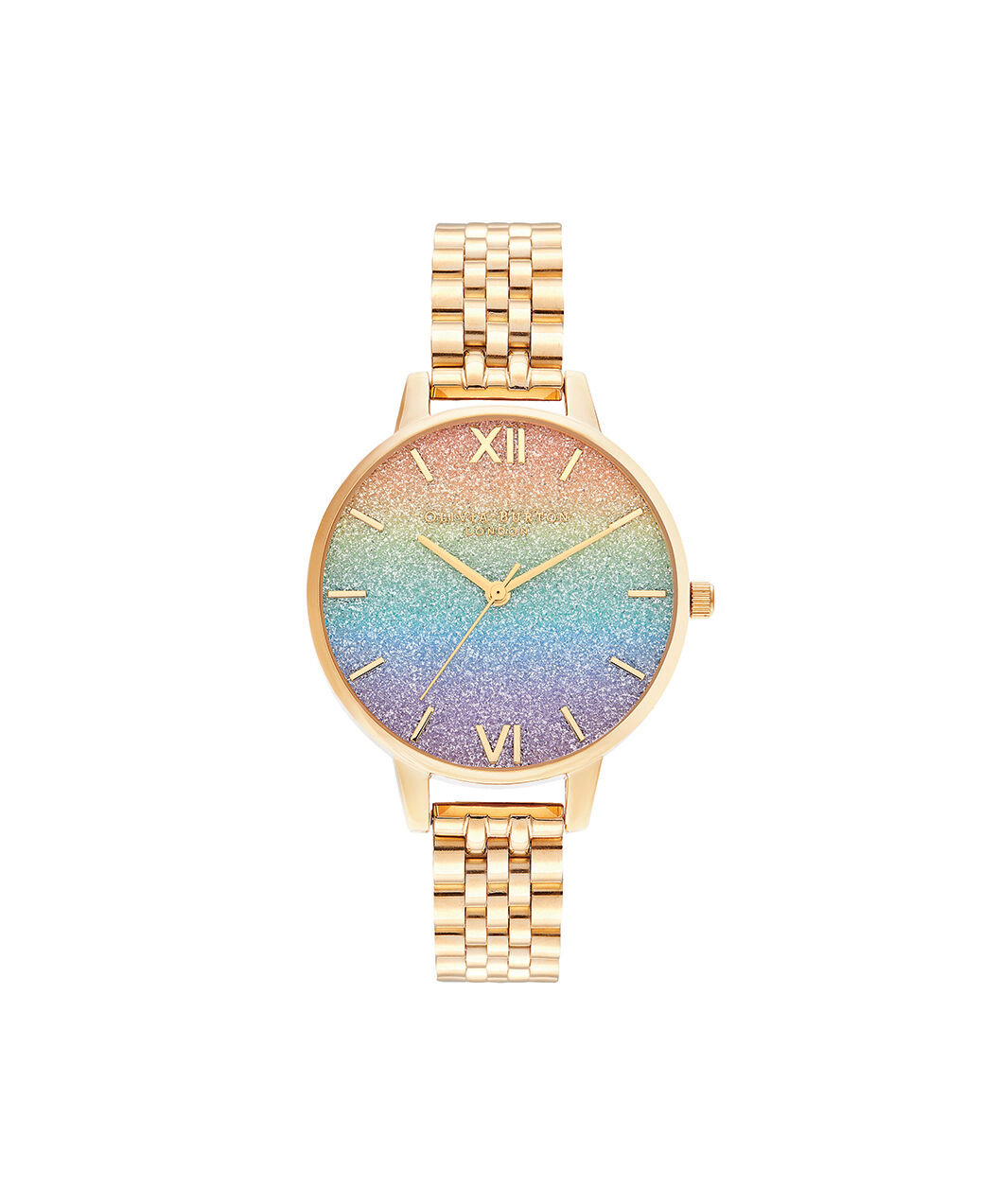 Rainbow Glitter Dial & Gold Bracelet | Olivia Burton London