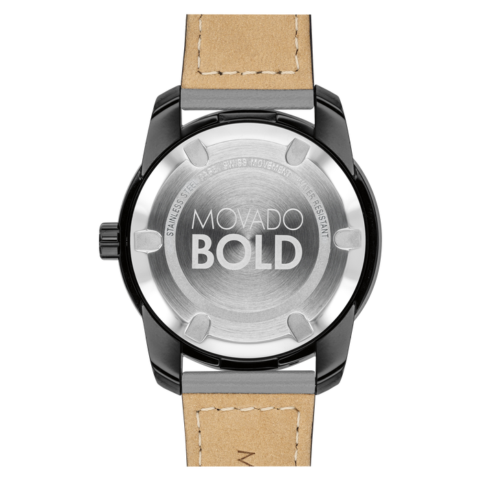 Movado Trend Verso watch with black dial and grey strap