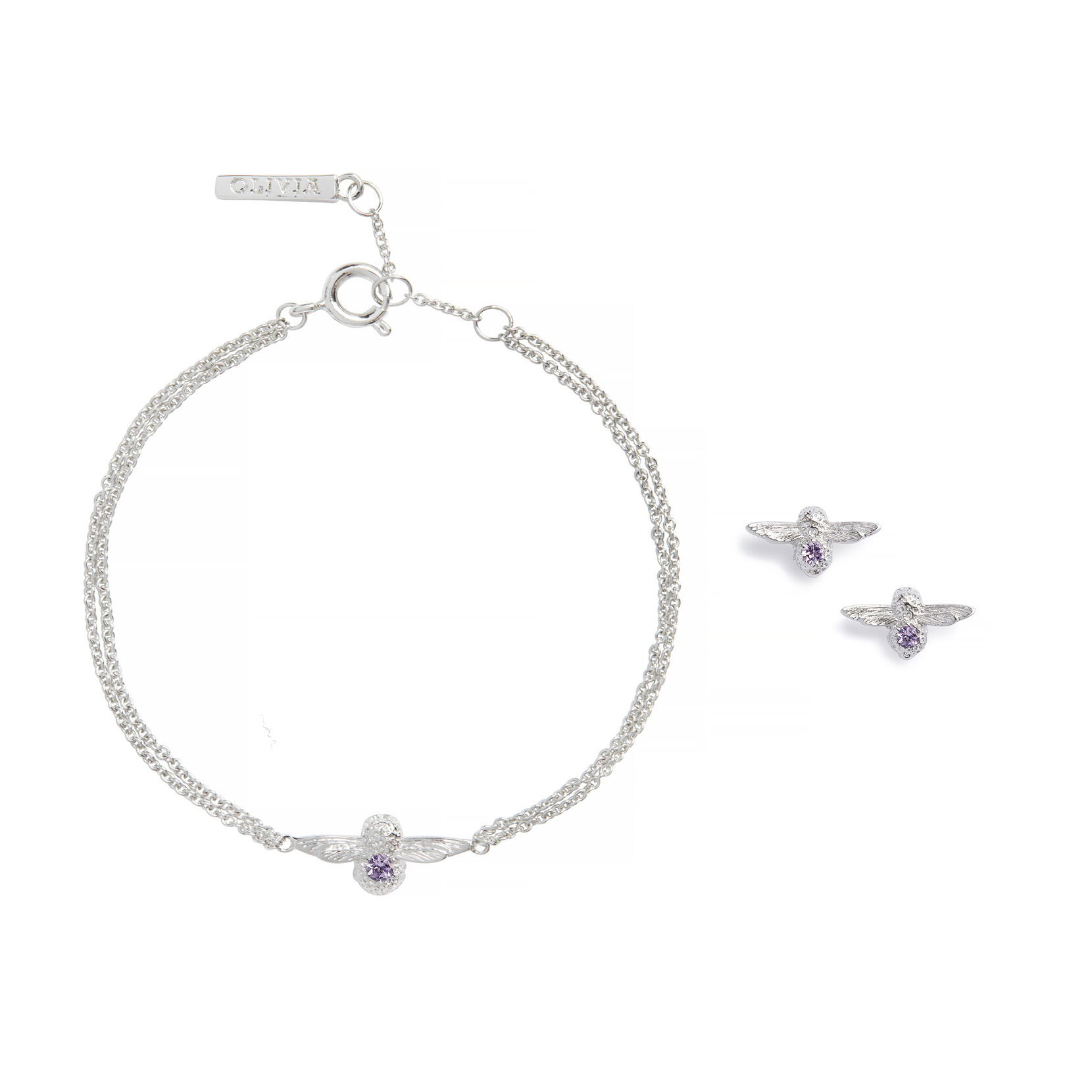 Olivia Burton Bejewelled Bee Bracelet and Earrings Women's Gift Set