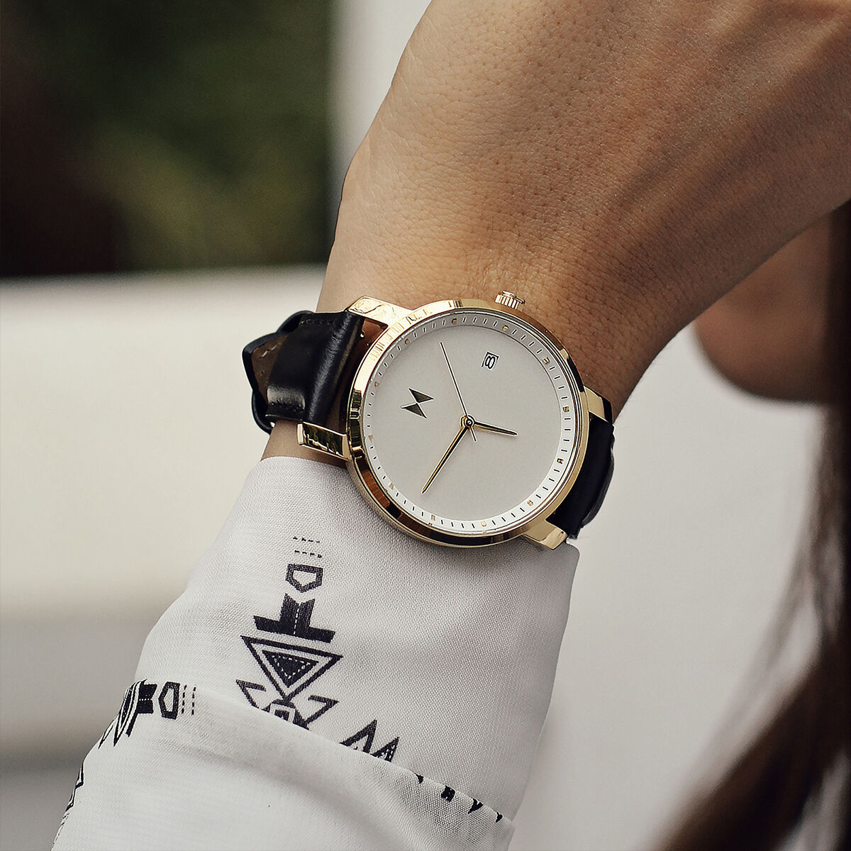 Gold Black Leather