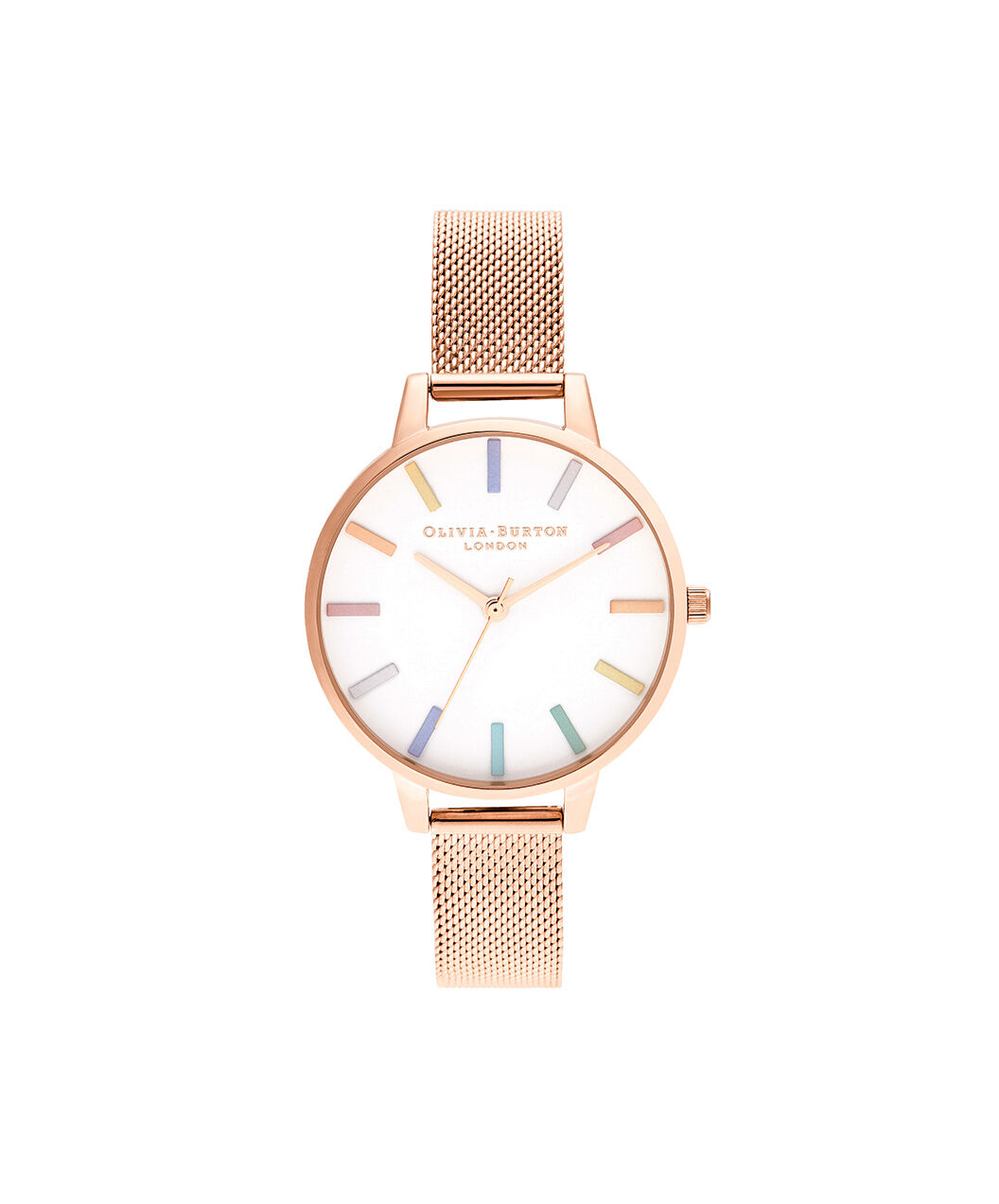 Olivia burton rainbow store rose gold watch