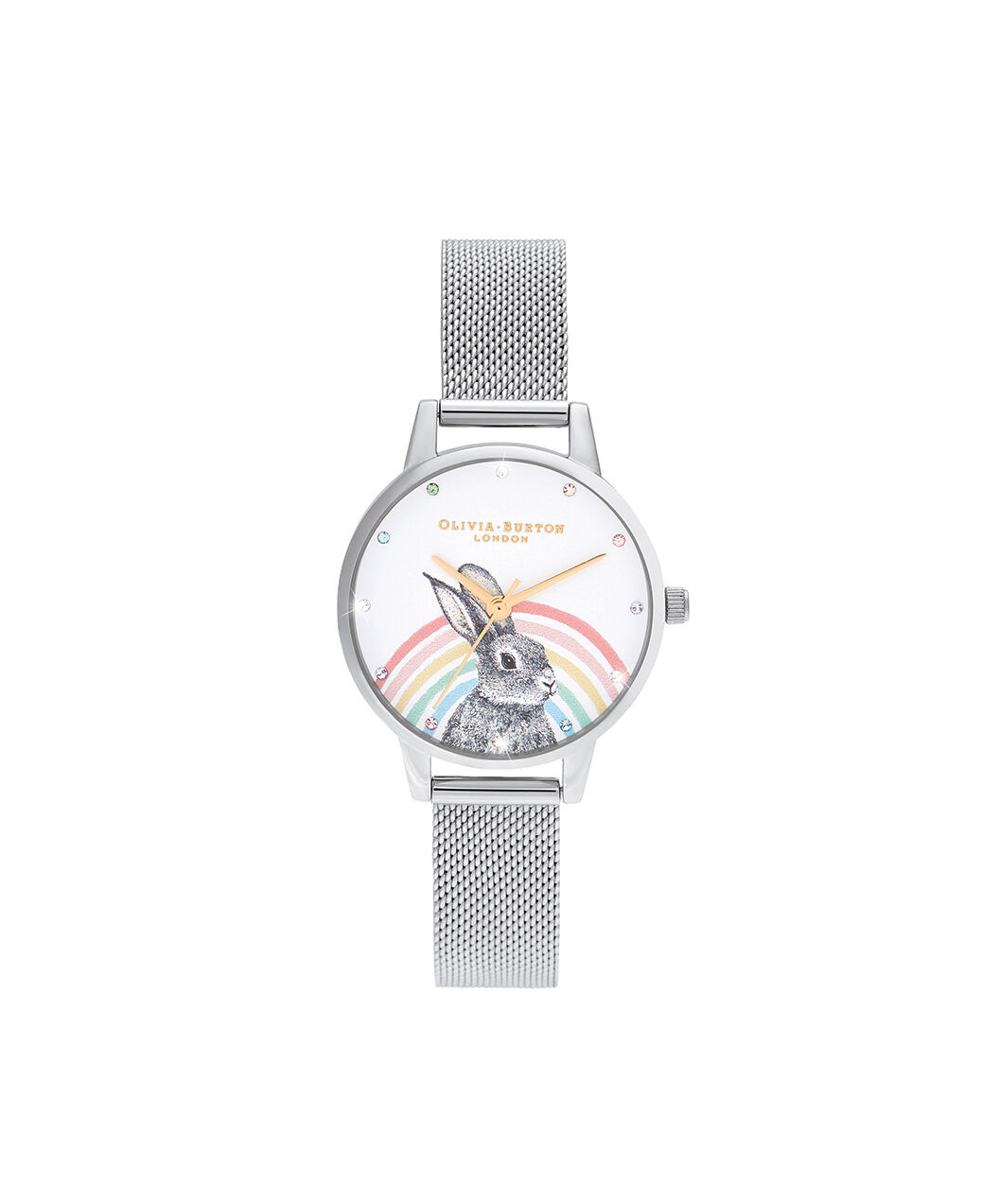 Illustrated Animals Rainbow Bunny Gold Silver Mesh Olivia