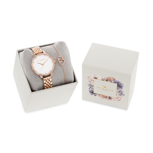 Rainbow Women's Watch & Heart Bracelet Gift Set, 34mm