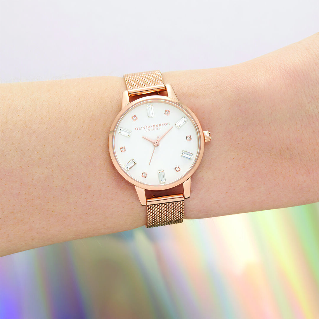 BeJewelled Rose Gold Mesh Olivia Burton London