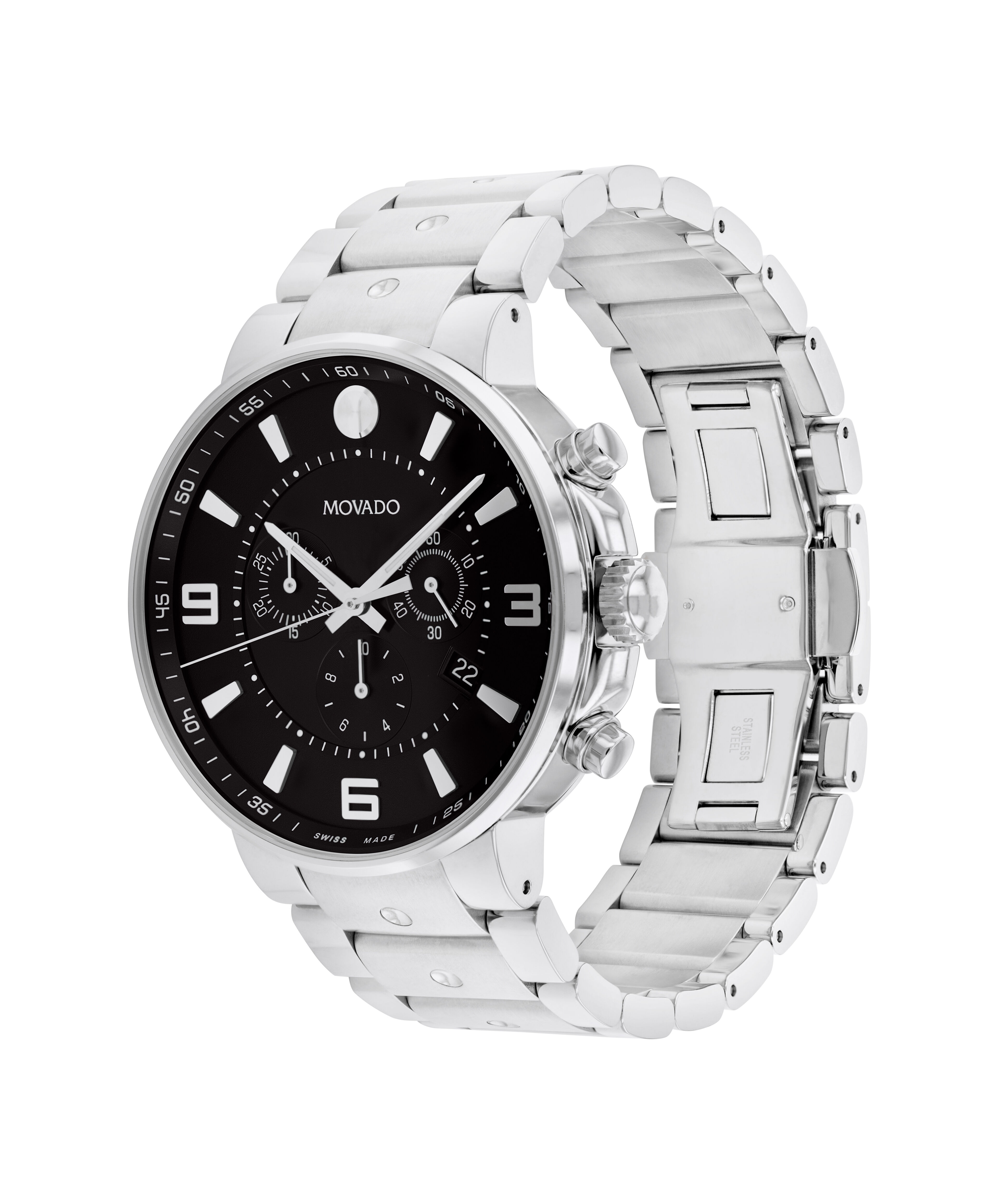 Movado se pilot chronograph silver dial men's watch shop