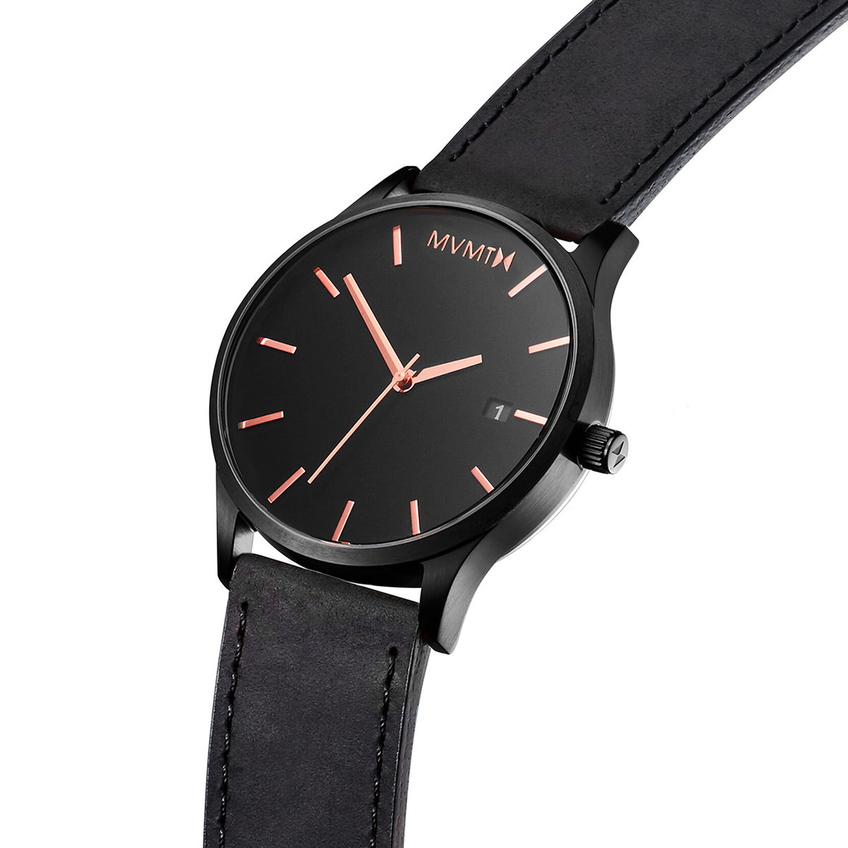 Black Rose Leather Men's Watch, 45mm
