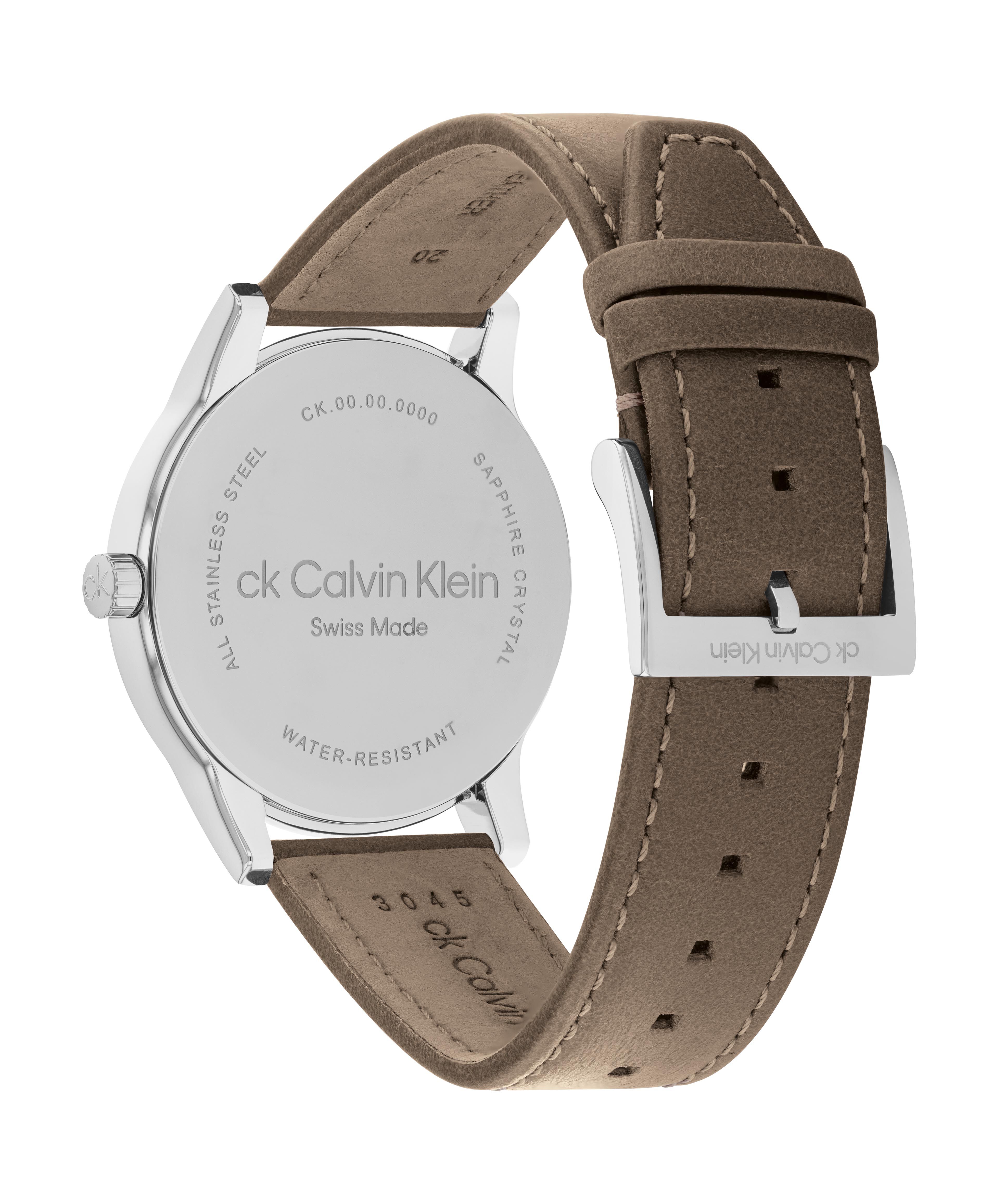 Calvin Klein Leather Strap Watch 40mm in White at Nordstrom