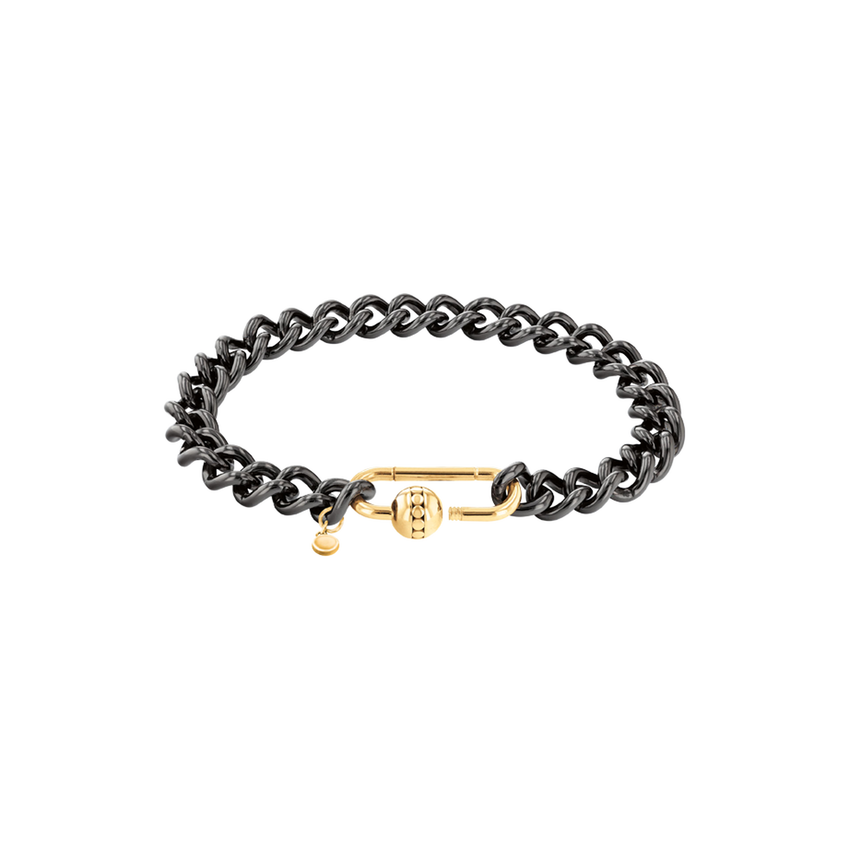 Movado  Sphere Lock Collection black chain bracelet with a 14K
