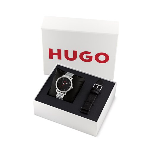 Hugo #Rase Mens' Watch & Interchangeable Strap Gift Set, 42MM