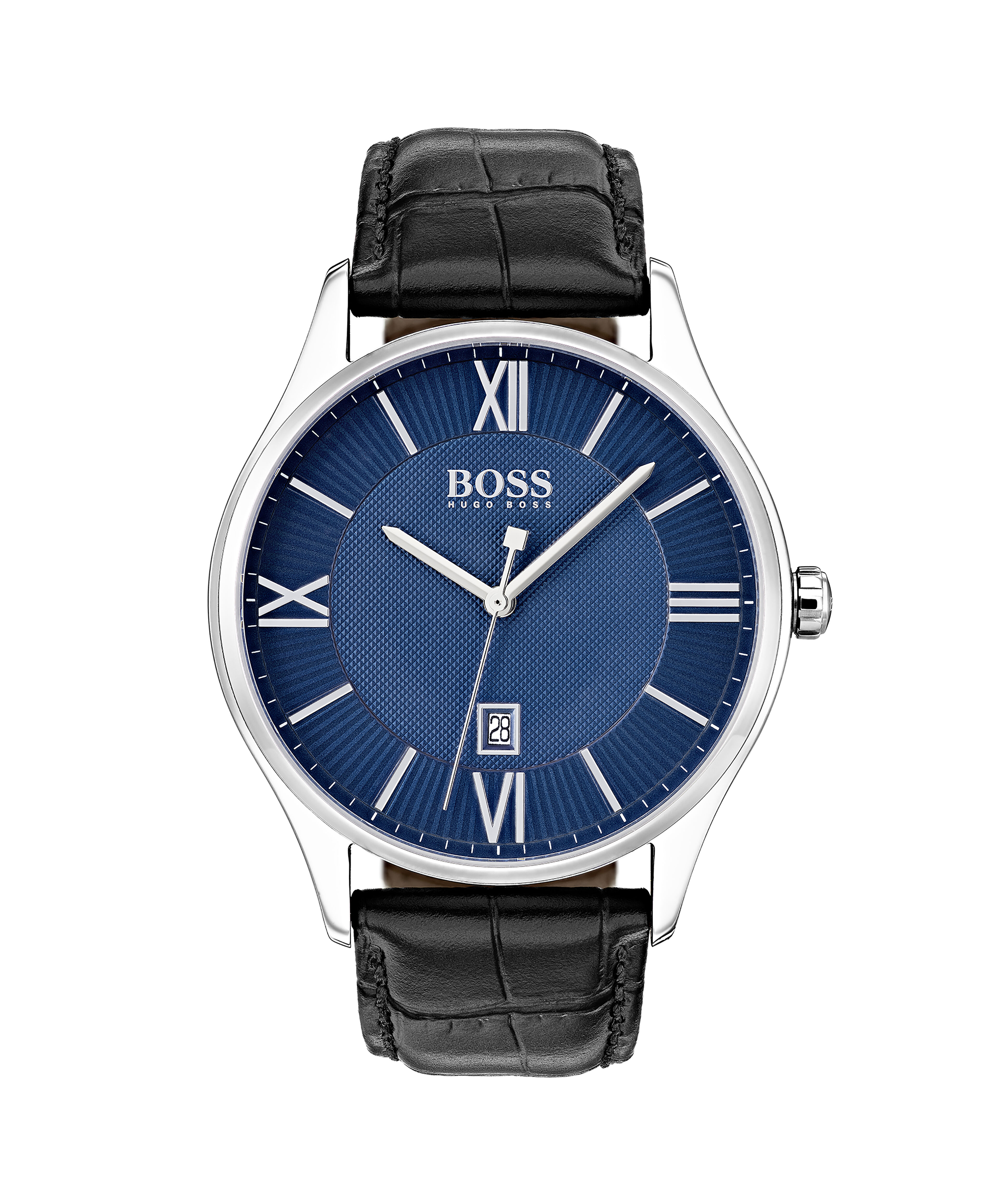Hugo boss blue leather watch shop