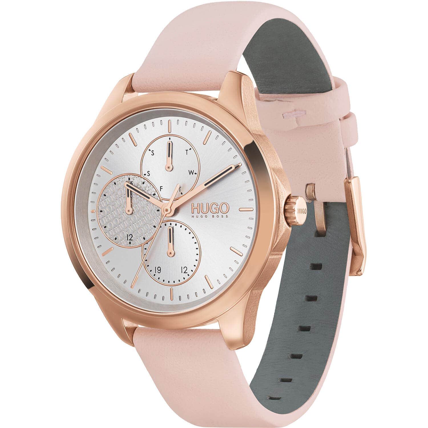 HUGO Ladies Fearless Pink Leather Watch