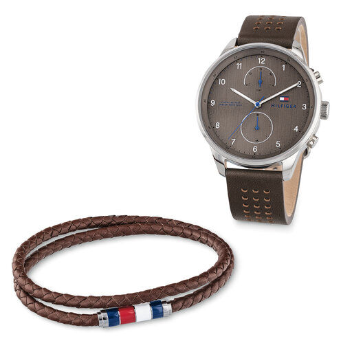 TOMMY HILFIGER MEN'S WATCH & BRACELET GIFT SET, 44MM