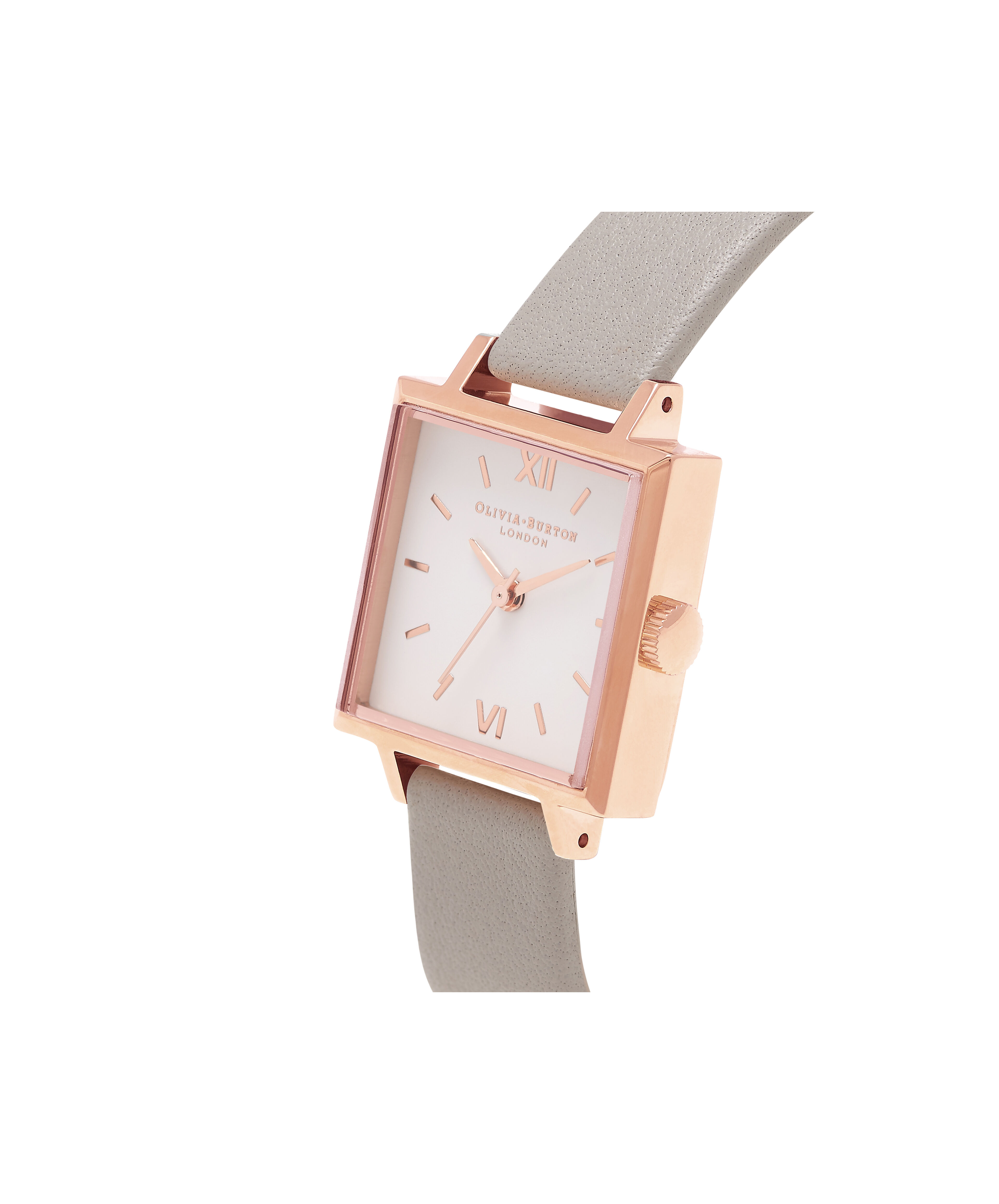 Midi Dial Square Dial Grey Rose Gold Watch Olivia Burton London
