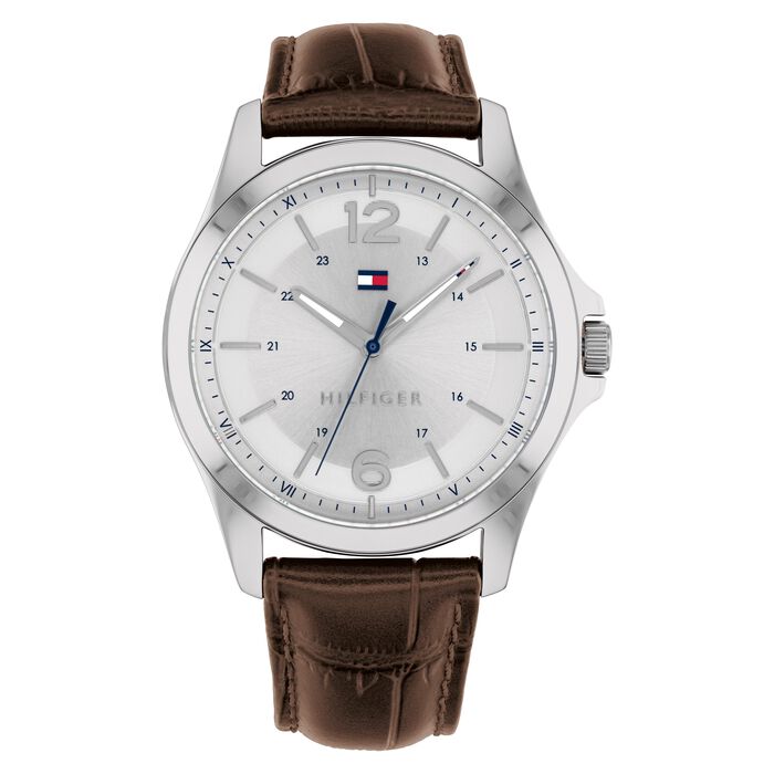 Tommy Hilfiger Men's Brown Leather Strap Watch 46mm  Tommy hilfiger watches,  Brown leather strap watch, Stainless steel bracelet men