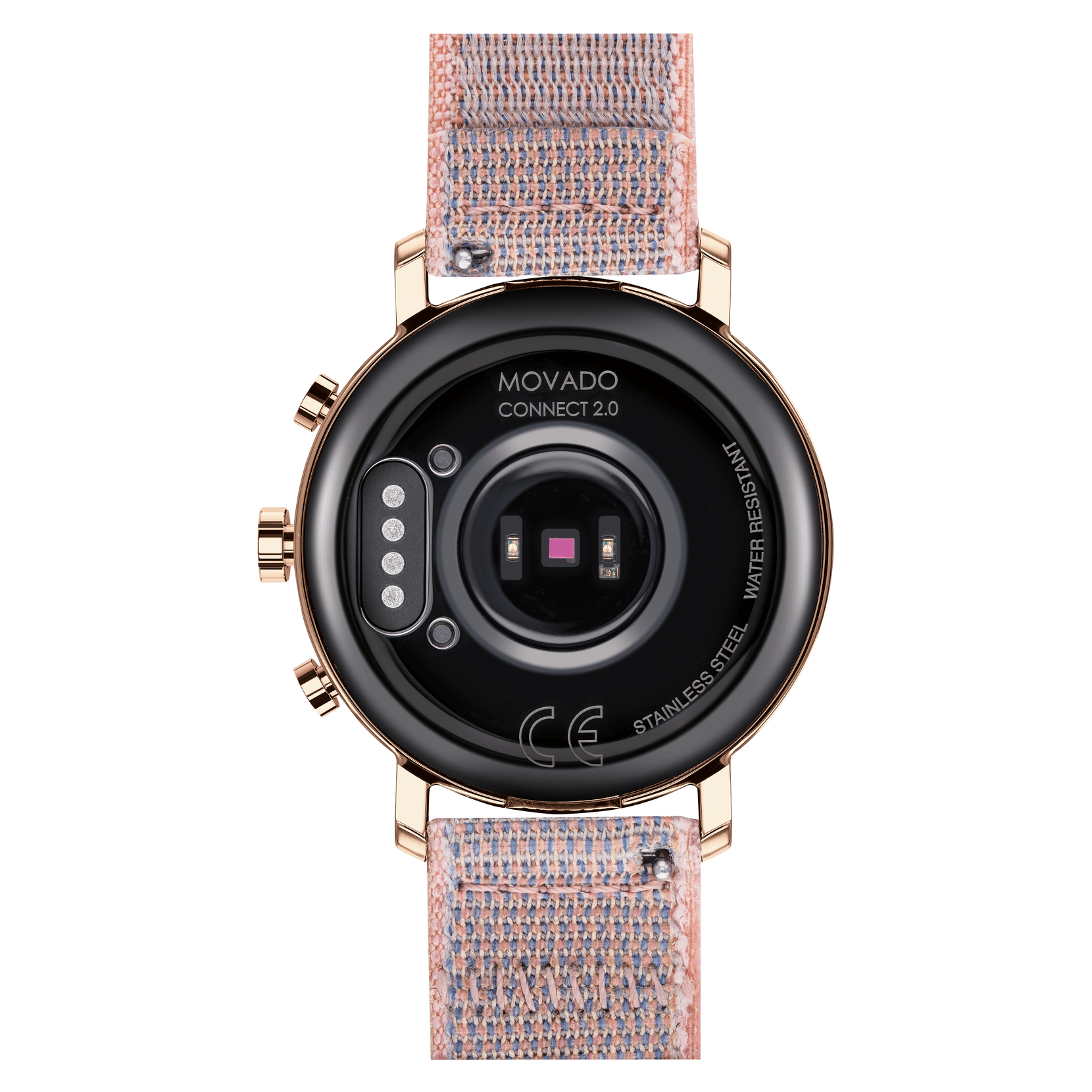 Movado Movado Connect 2.0 pale rose gold smart watch with pink fabric sport strap