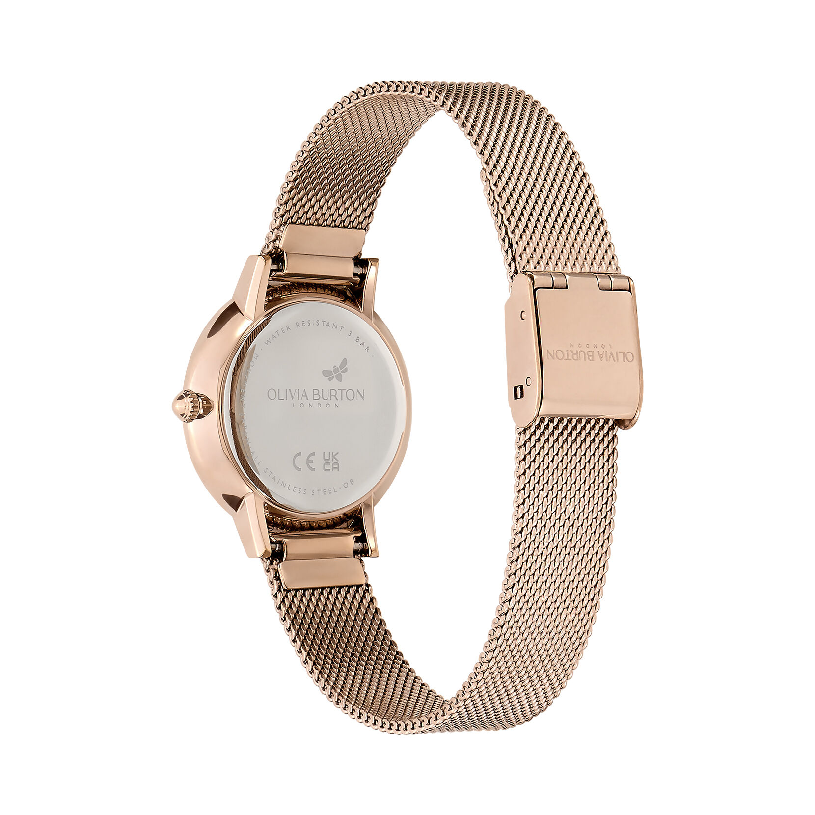 Signature 28mm Floral Ultra Slim Carnation Gold Mesh Watch