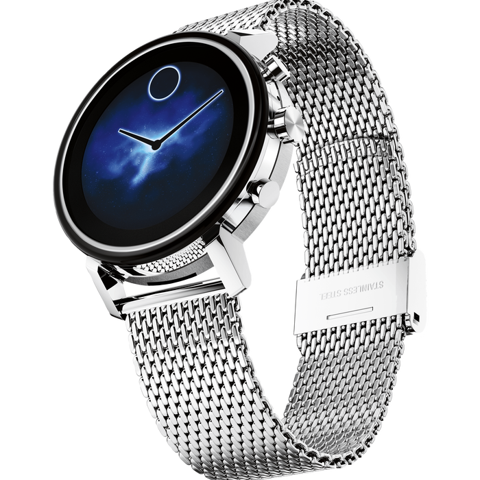 Movado Movado Connect 2.0 stainless steel smart watch with silver mesh bracelet