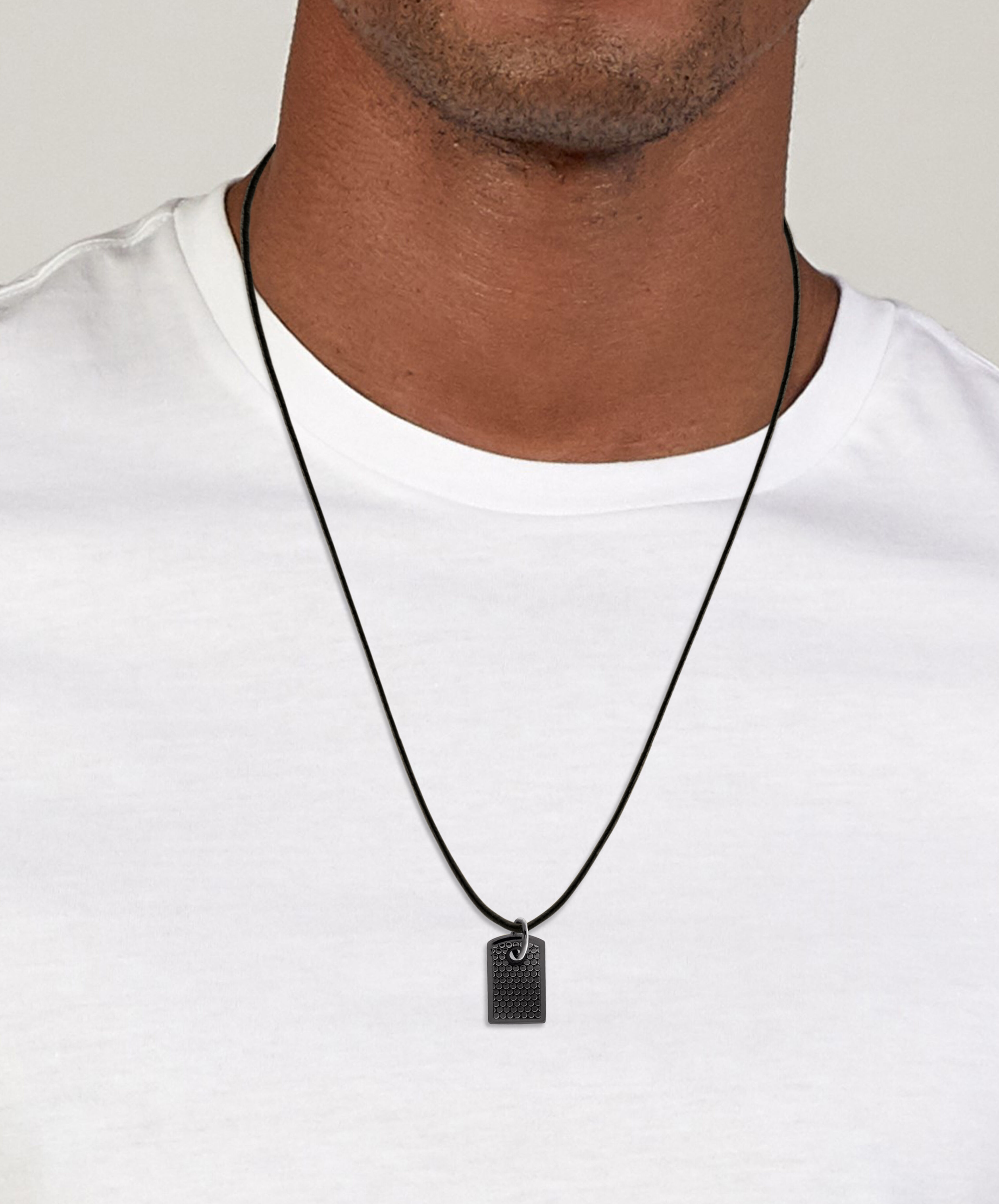 Movado Movado Men s Black Cord Necklace with Black Pendant