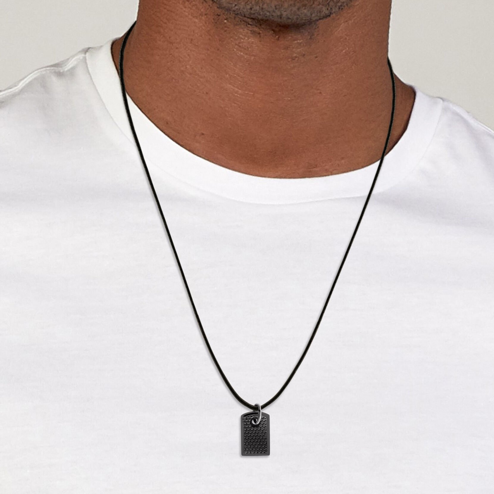 Micro Tag on Cord Men's Necklace