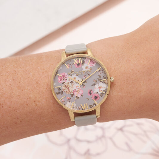 Olivia Burton Flower Show Big Dial Grey & Gold Watch