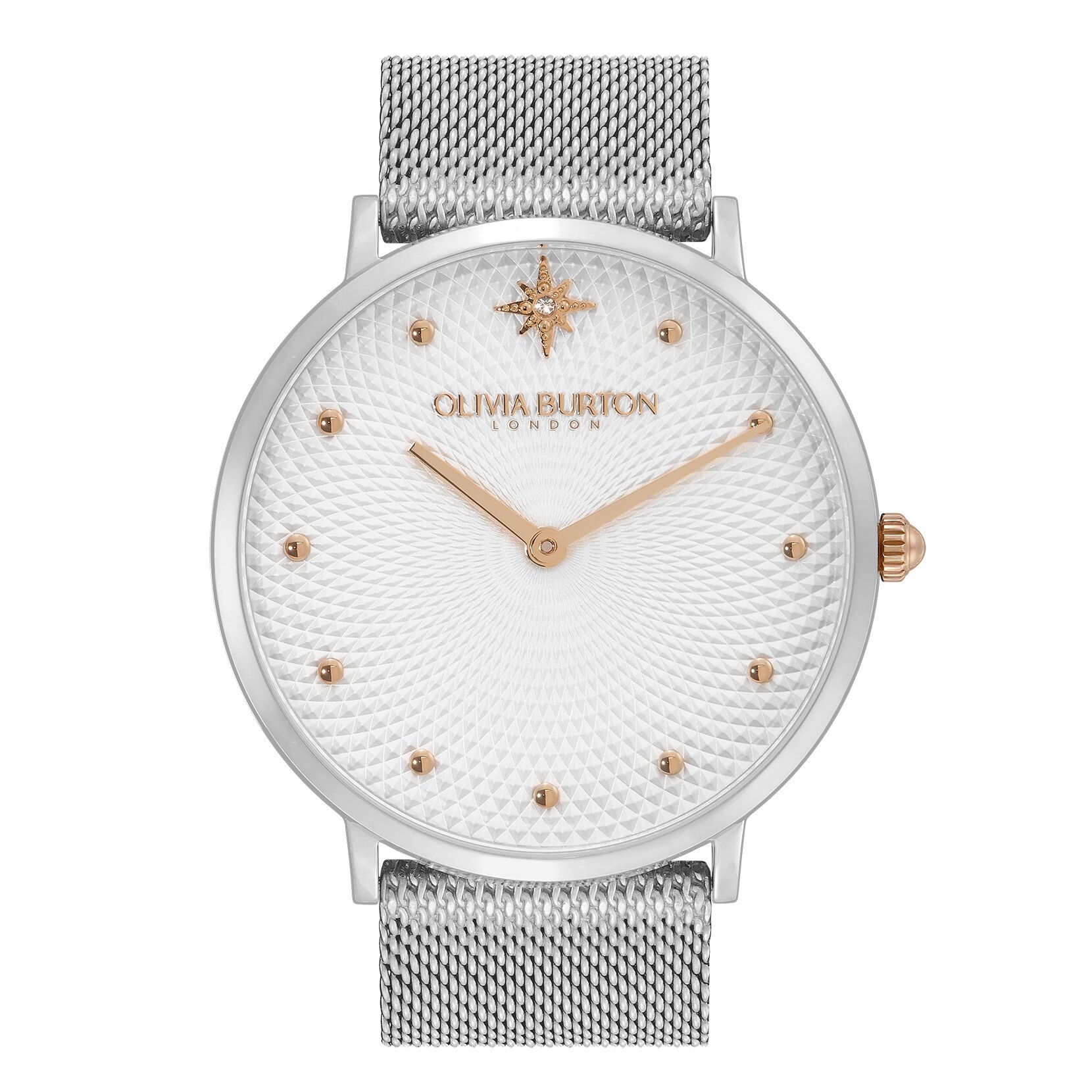 Olivia burton queen bee silver mesh watch cheap