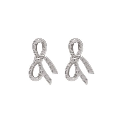 Silver Bow Stud Earrings