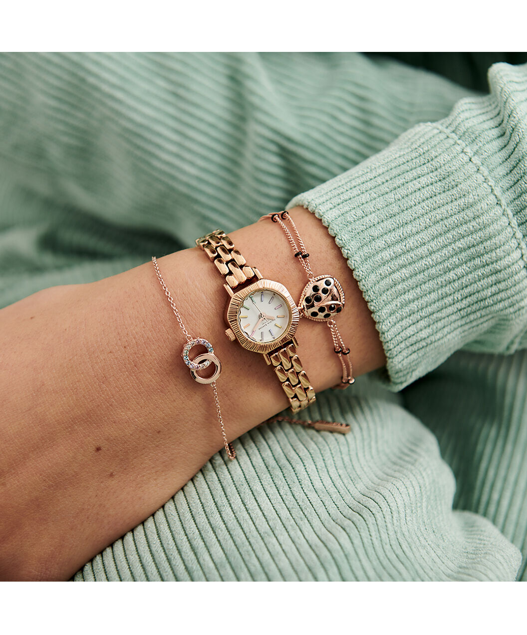 Rainbow Pale Rose Gold Bracelet Olivia Burton London