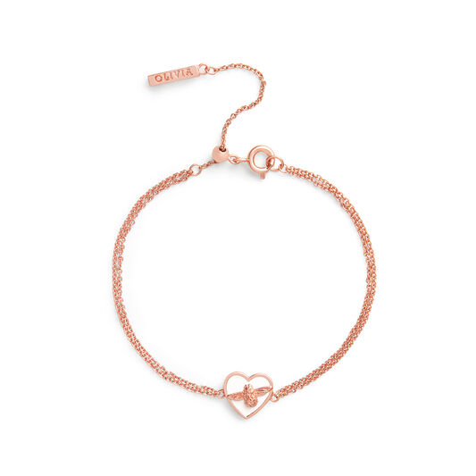 Olivia Burton Love Bug Chain Bracelet White & Rose Gold