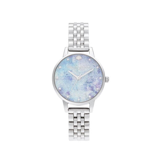 Deep Sea Midi Dial Faux Pearl Markers Silver Watch