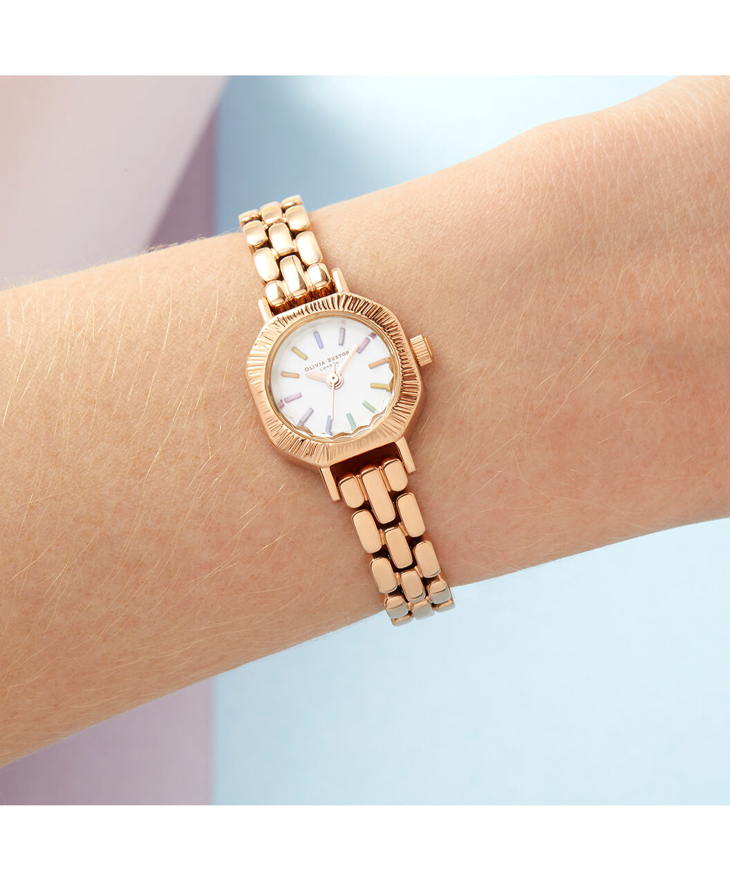 Rainbow Pale Rose Gold Bracelet Olivia Burton London