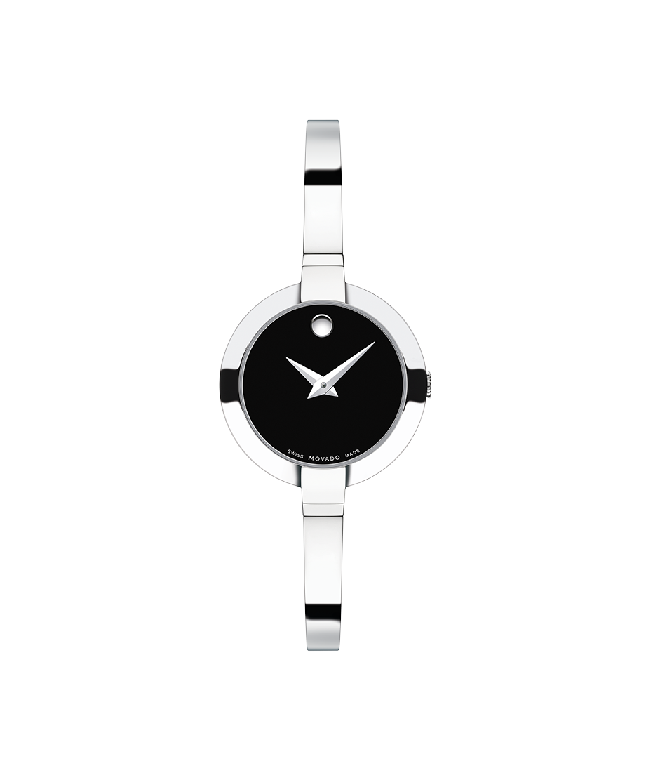 Movado Bela Women s Stainless Steel Bangle Watch With Black Dial