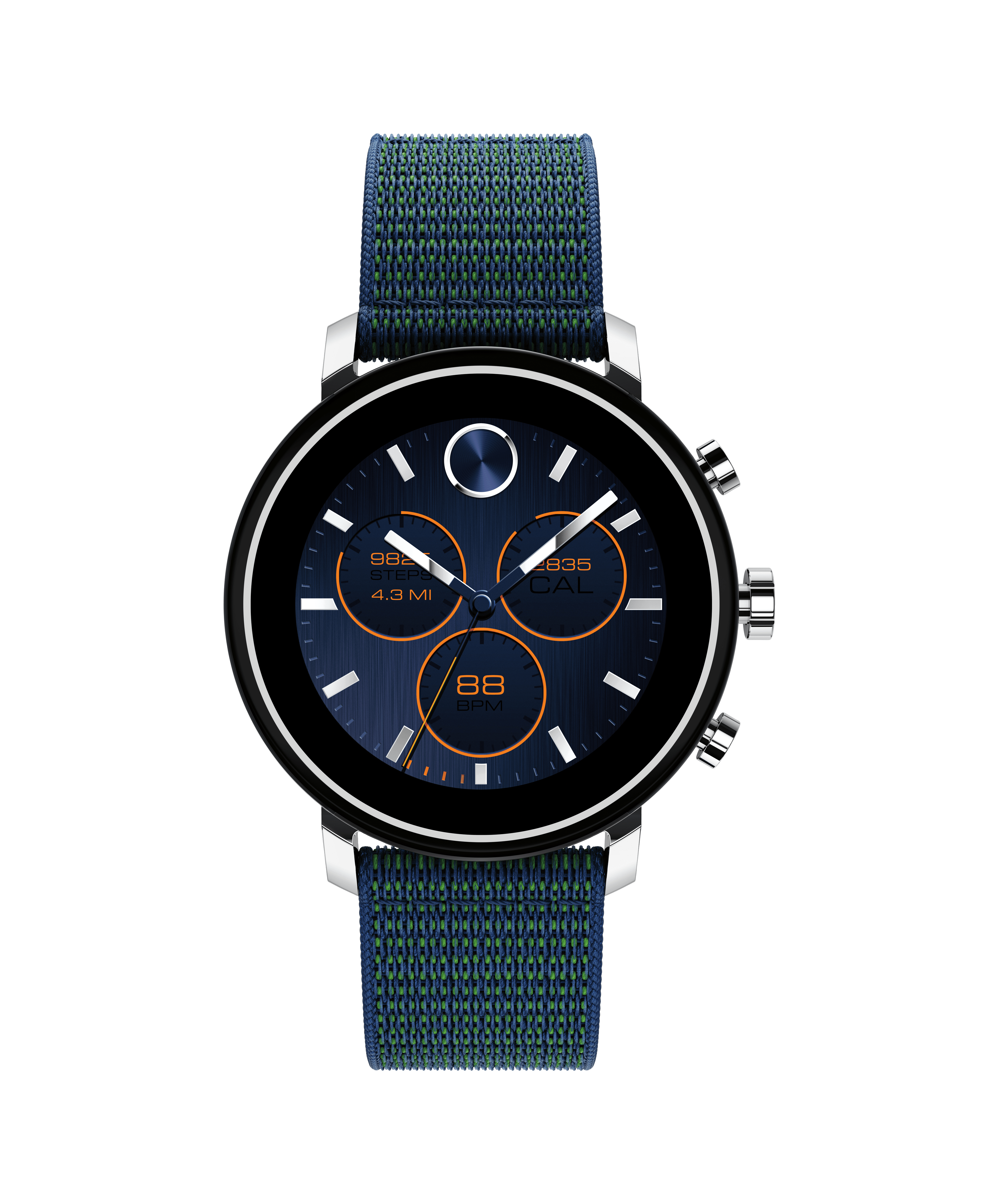 Movado Movado Connect 2.0 stainless steel smart watch with blue